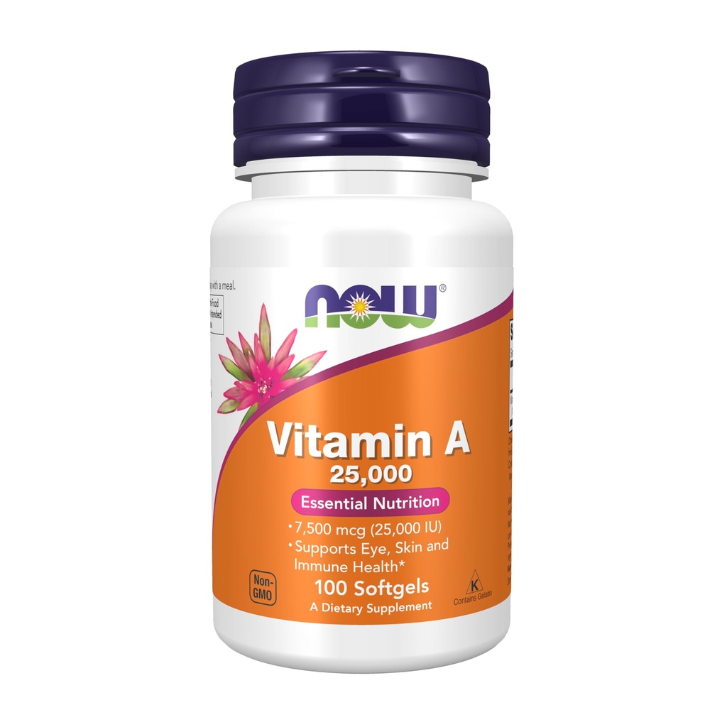 NOW Integratori, Vitamina A (Fish Liver Oil) 25.000 UI, Nutrizione Essenziale, 100 Softgels