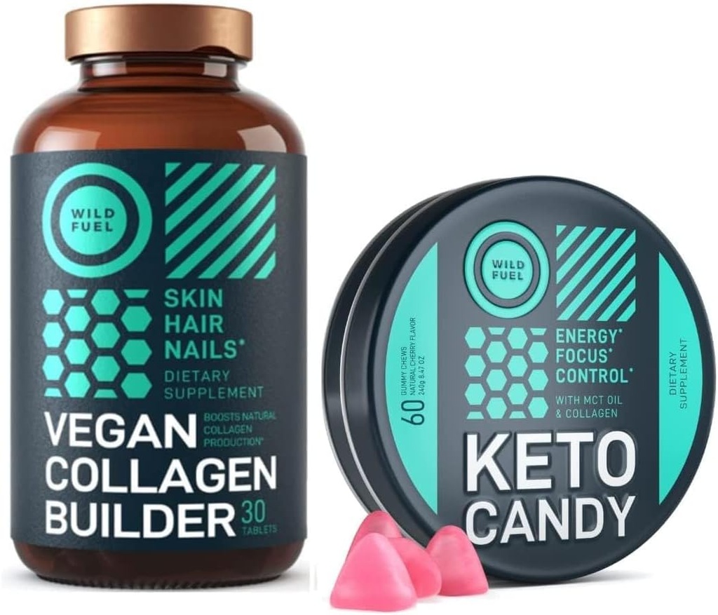 WILD FUEL Keto Candy con MCT olio e collagene e Vegan collagene Bundle