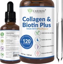 Collage liquido e biotina liquida con bioperina per assorbimento potenziato - 10000mcg liquido del collagene & 5000mcg liquido biotina - collagene liquido per le donne -4 mesi di fornitura di biotina e integratori di collagene