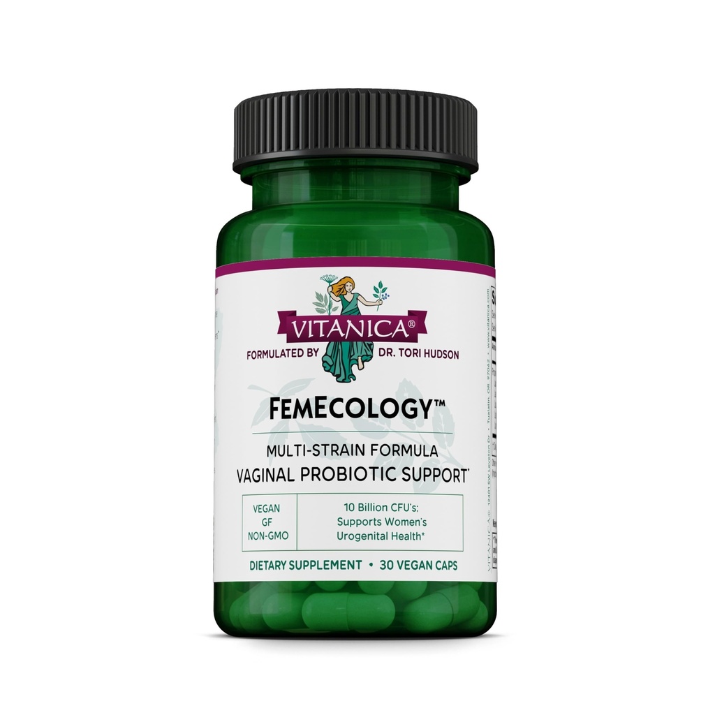 Vitanica FemEcologia, Supporto Probiotico Vaginale e Intestinale, Vegetariano, 30 Capsule