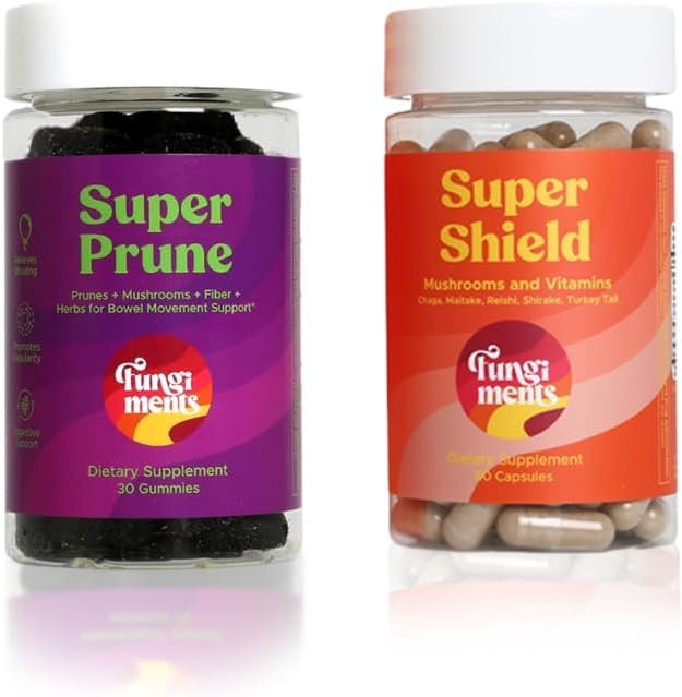 Pilz-Ergänzungen, Verdauung / Immunität Bundle, Super Prune 30 Count Gummies + Super Shield 60 Count Capsules