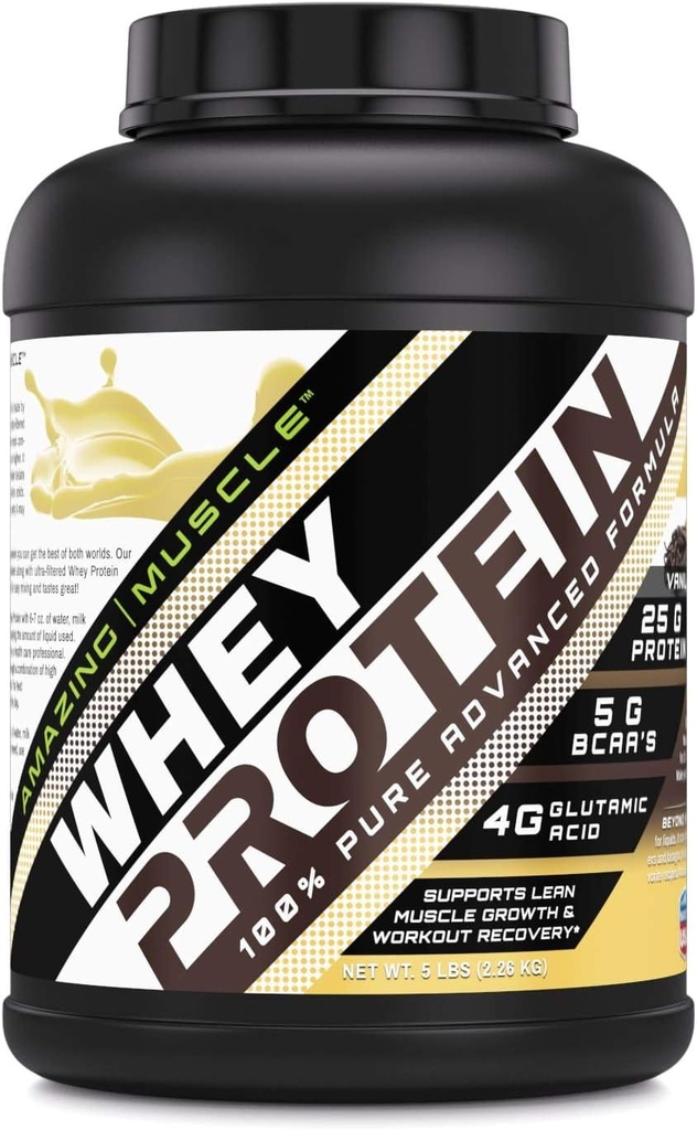 Incredibile polvere isolata e concentrata di proteine del siero del muscolo | Vanilla Flavor | 25 G Proteine per porzione | 70 Serve | Non OGM | Gluten-Free | Made in USA