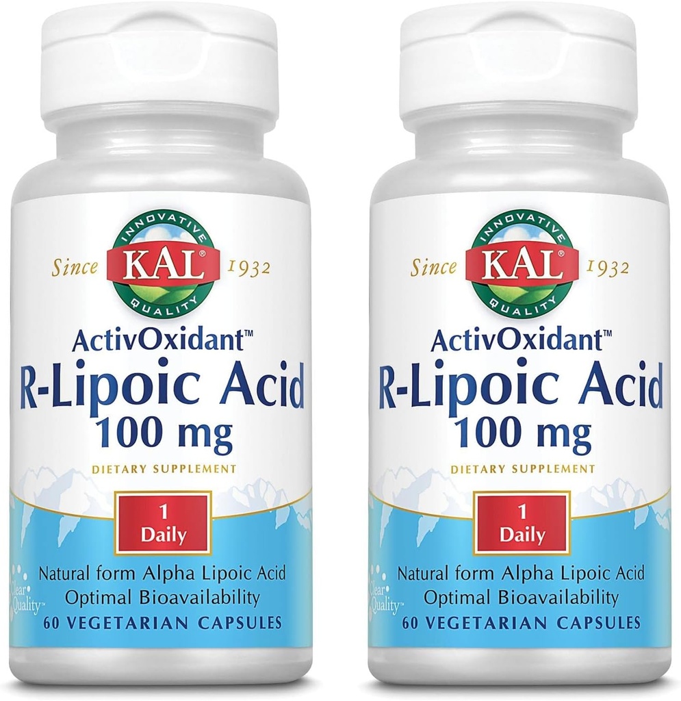 KAL 100 Mg R-lipoic Acid Activoxidant Tablets, 60 Count | Pack of 2