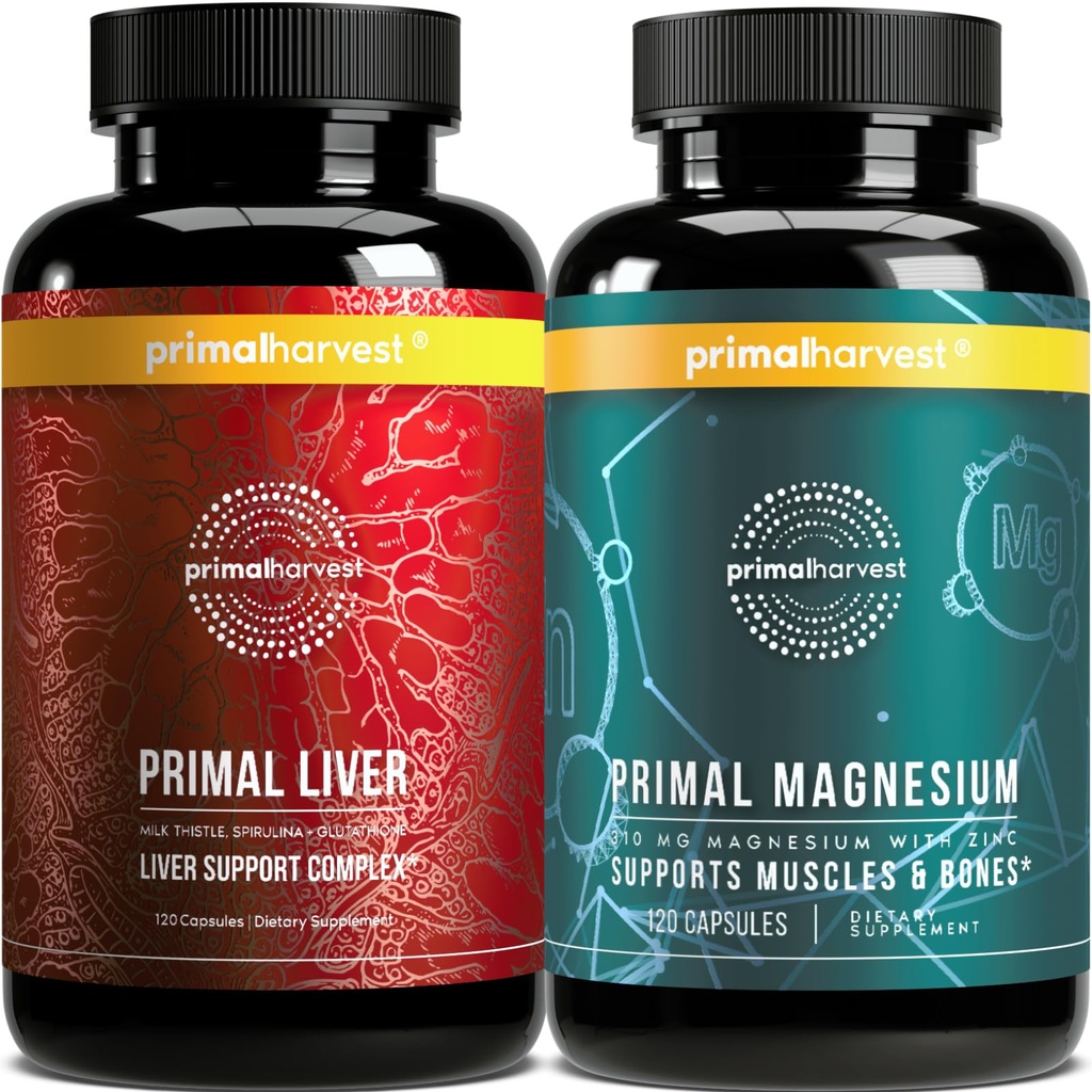 Magnesium Supplement & Liver Ergänzungen für Frauen und Männer von Primal Harvest Bundle