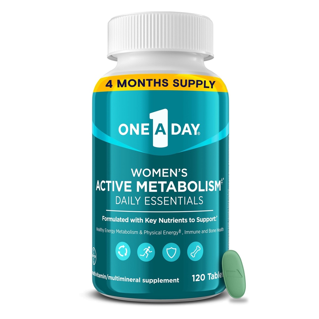 Un jour Métabolisme actif quotidien des femmes essentiel, multivitamines pour les femmes, soutien du métabolisme, vitamines pour les femmes avec toutes les 8 B-vitamines, vitamine D, magnésium et plus,120 comte