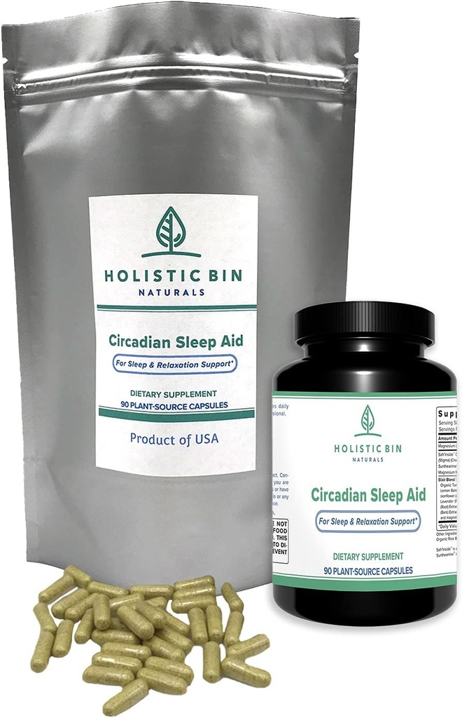 Holistische Bin Circadian Schlafhilfe | Wissenschaft-gebacken alle natürlichen Schlafhilfen für Erwachsene | Non-Groggy & Non-Habit Forming mit L-Theanin, Magnesium, Valerian Root, & More for Sleep Help
