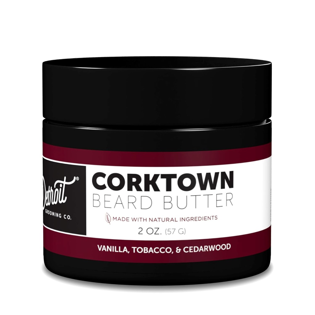 Detroit Grooming Co. Beard Butter for Men | Softens, Thickens & Hydrates con Safflower Oil & Shea Butter | Corktown Scent, 2oz