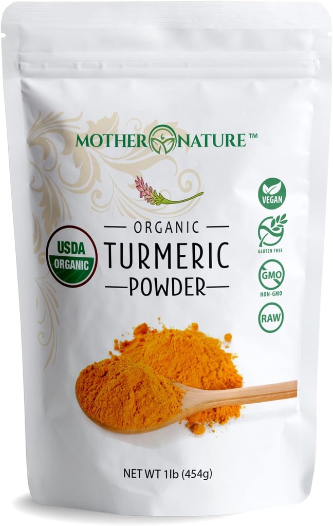 Organisches Kurkumapulver mit Curcumin - Indischer Grown Kurkumawurzel (1lb, 16Oz) - Leistungsstarkes Gelenkentlastungsentlastung, Verringern von Quellung, Antioxidans - Vegan, Glutenfrei, Non-GMO & Dairy-Free