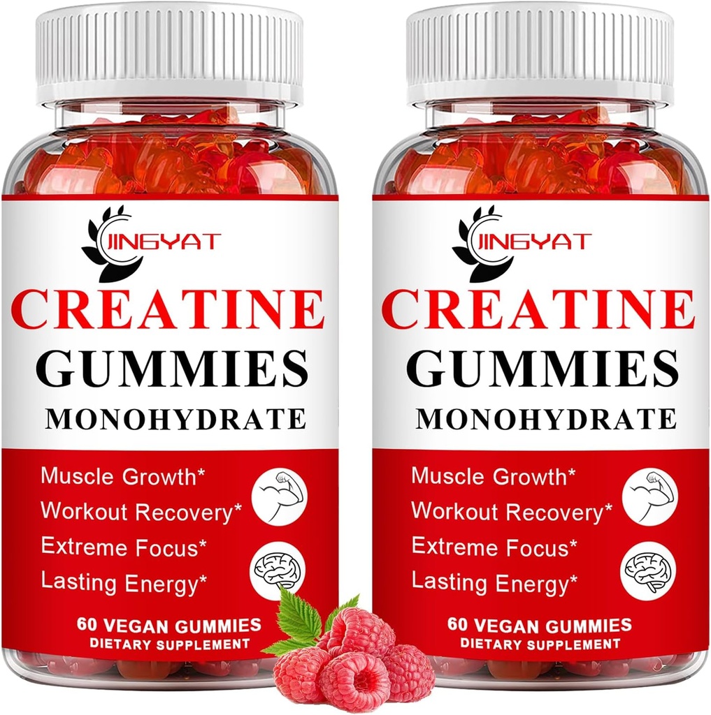 (2 Confezione) Creatina Monoidrato Gummies Zucchero Creatina Masticabile Gratuita per Muscolo Costruire,Fost Focus,Strength,Endurance, 5g Creatina Monoidrato Gummy per Uomini & Donne, 4X Più Forte Di Polvere Capsule