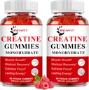 (2 Confezione) Creatina Monoidrato Gummies Zucchero Creatina Masticabile Gratuita per Muscolo Costruire,Fost Focus,Strength,Endurance, 5g Creatina Monoidrato Gummy per Uomini & Donne, 4X Più Forte Di Polvere Capsule