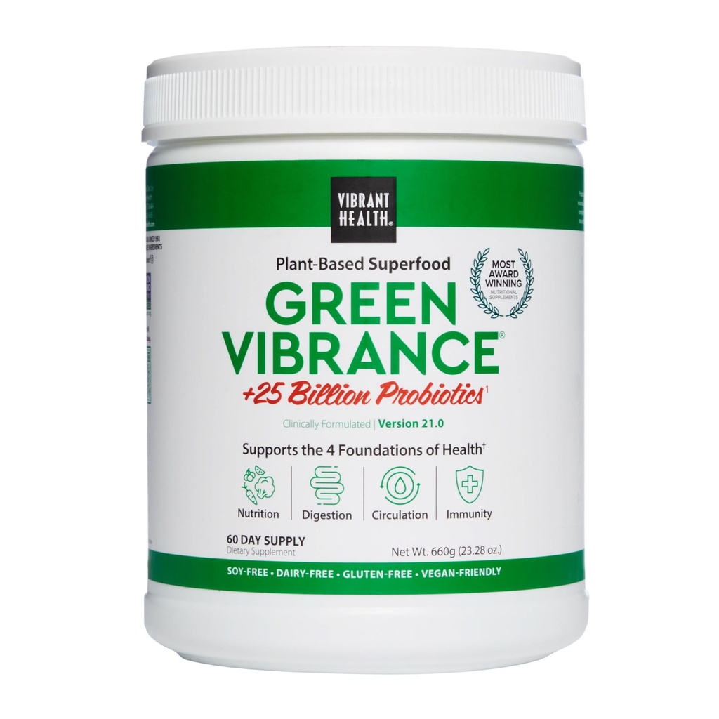 Vibrant Health, Green Vibrance, Vegan Superfood Powder, Boost Energy, 60 Servierungen