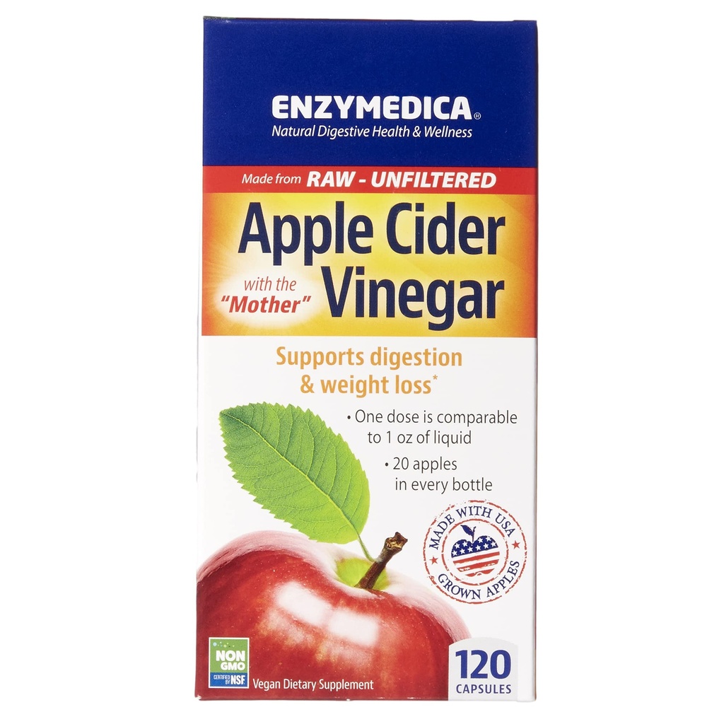 Enzymedica, vinaigre de cidre de pomme, poids santé et soutien digestif, 120 Nombre
