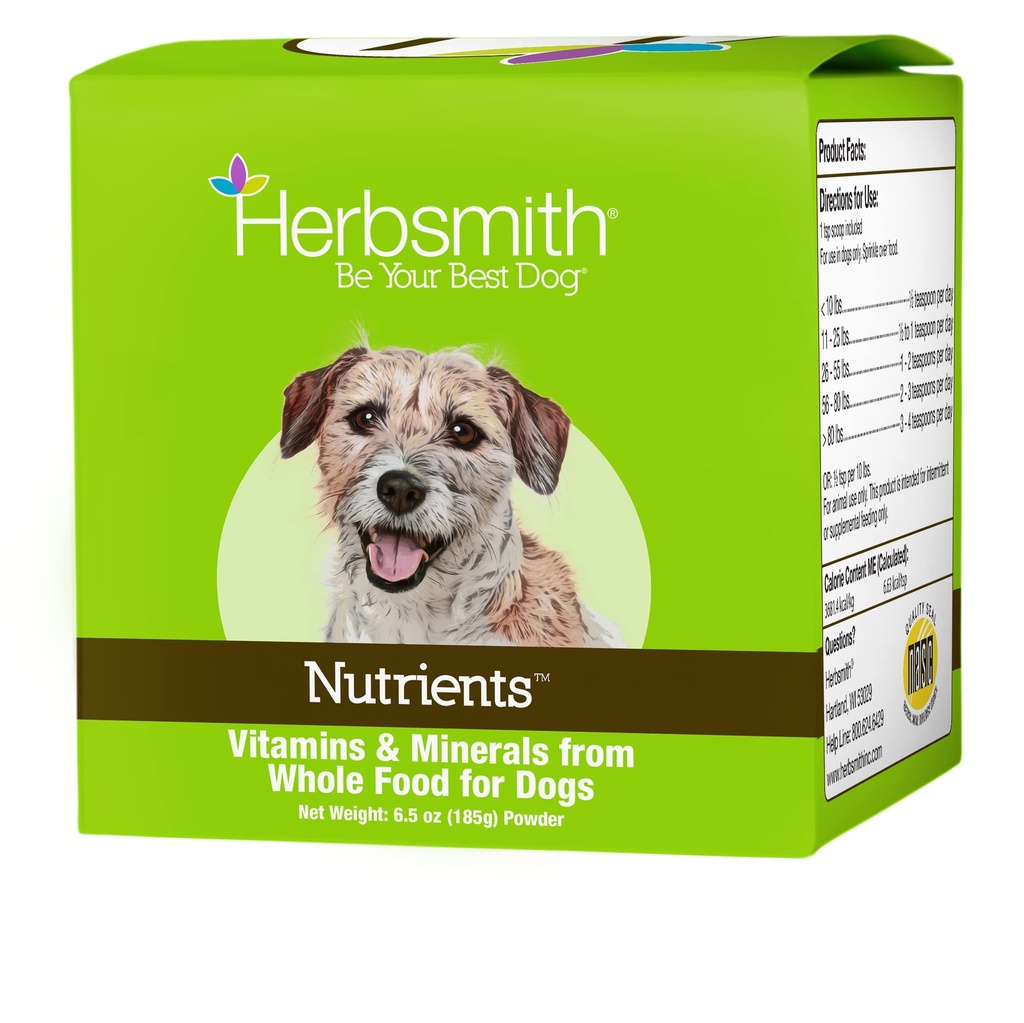 Herbsmith Nährstoffe Superfood Dog Multivitamin Herbsmith Nährstoffe Herbsmith Nährstoffe Mit Vitaminen & Minerals aus ganzer Nahrung Boost Kibble oder DIY Raw mit Antioxidantien für Senioren - 6,5 Unze