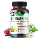 L-Theanin-Ergänzung - 6 IN 1 Komplex angereichert mit Magnesium, Ashwagandha, Saffron, Kamille - Unterstützung Entspannung, Ruhe & Schlafqualität | 150 Kapseln