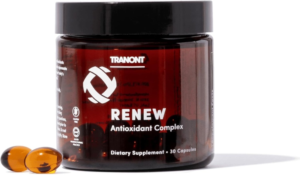Tranont Renew - Complesso antiossidante per vitalità e benessere | Vitamina E Tocotrienols & Geranylgeraniol | Supporta la funzione cellulare sana, salute comune, & Glow giovanile - 30 capsule