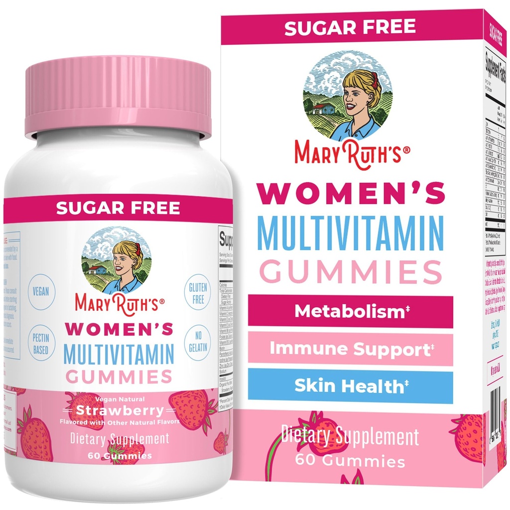 MaryRuth Organics Women's Immune Support Multivitamin Gummies | Età 14+ | Skin Health | Vitamine gommose per le donne | Zucchero-Free | Vegan | Non OGM | 60 Conte