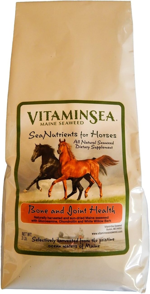 VITAMINSEA Cavallo Kelp Dried Seaweed Supplement | Tutti i nutrienti dietetici naturali per cavalli | Kelp Flakes con Glucosamina, Condroitina, White Willow Bark per Bone e Joint Health | 3 LB