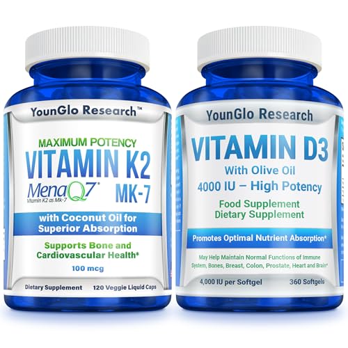 Vitamine D3 4000 UI et vitamine K2 MK7 100 mcg Suppléments