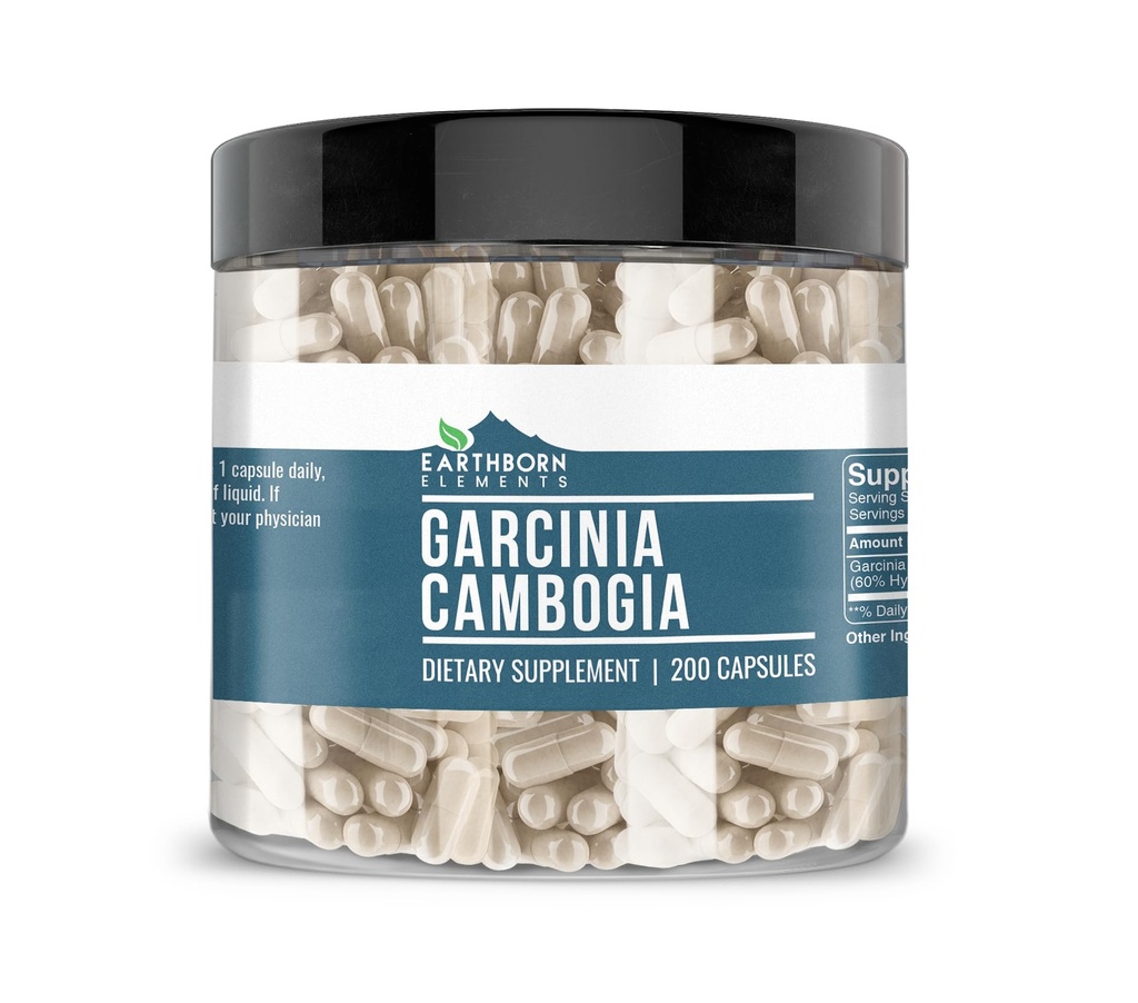Earthborn Elements Garcinia Cambogia 200 Kapseln, Rein und unverdünnt, keine Zusatzstoffe