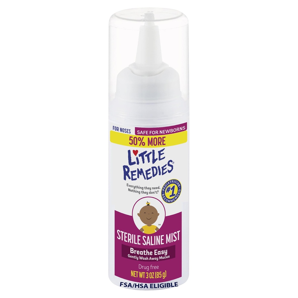 Petit remède Stérile Saline Nasal Mist, sans danger pour les nouveau-nés, 3 oz