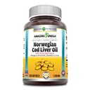 Incroyable Omega Norwegian Cod Huile de foie 1250 Mg Supplément de softgels Omega-3, EPA, DHA, Vitamine A, Vitamine D & Vitamine E (Orange)