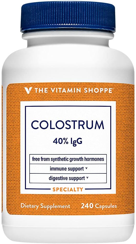 Colostrum 40% IGG - Supporta la salute immunitaria, l'ormone e gli antibiotici liberi, una volta al giorno (240 capsule) da The Vitamin Shoppe