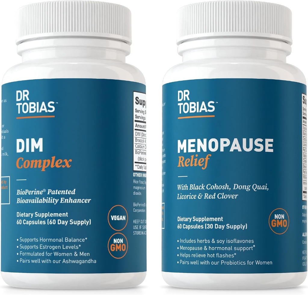Dr. Tobias Menopause Relief and DIM Complex - Support Hormonal Balance and Menopausal Comfort, Non-GMO