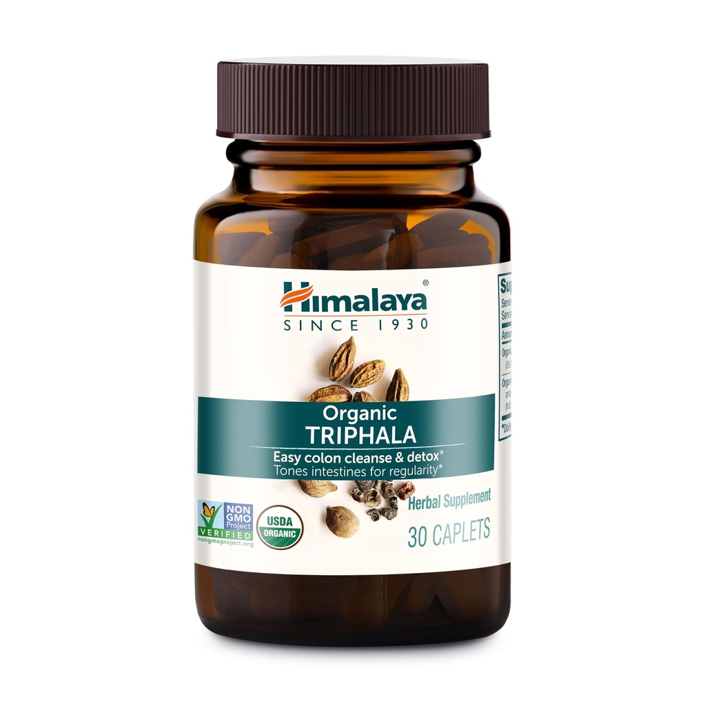 Himalaya Organic Triphala - Verdauungsergänzungsmittel für Colon Cleanse & okzional Bloating and Constipation Relief - USDA Organic, Vegan, Non-GMO, Glutenfrei, 688 mg, 30 Caplets