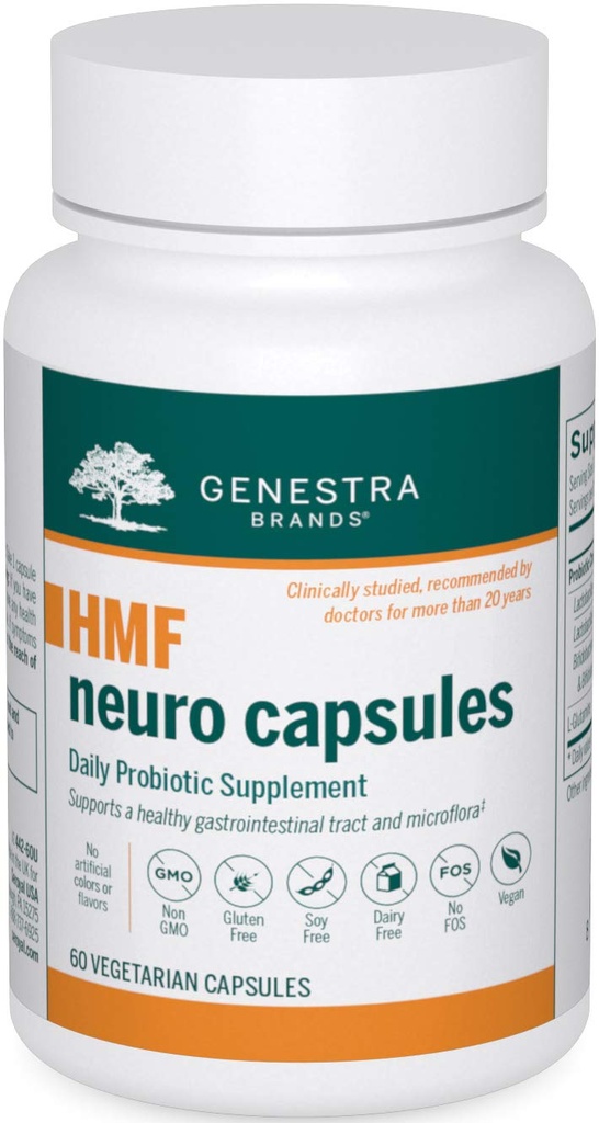Genestra Brands HMF Neuro Capsule - Donne, Uomini &amp; Bimbi Probiotici - per Gut Health - 60 Capsule