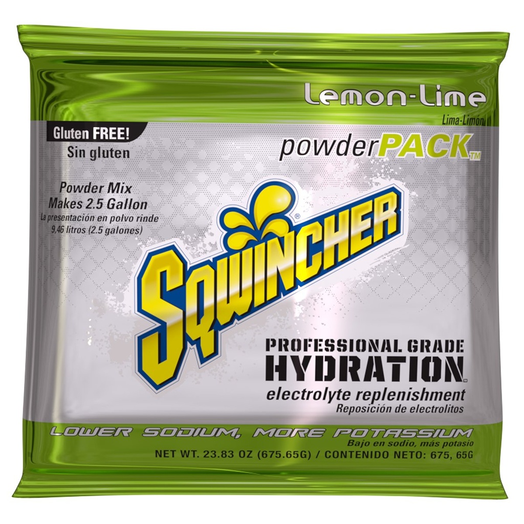Sqwincher Electrolyte Powder, Lemon-Lime Mix, 23.83 oz Packet, 32 Pack | Replenishes electrolytes with fast hydration; low sodium; just add water; each packet makes 2.5 gallons for easy hydration