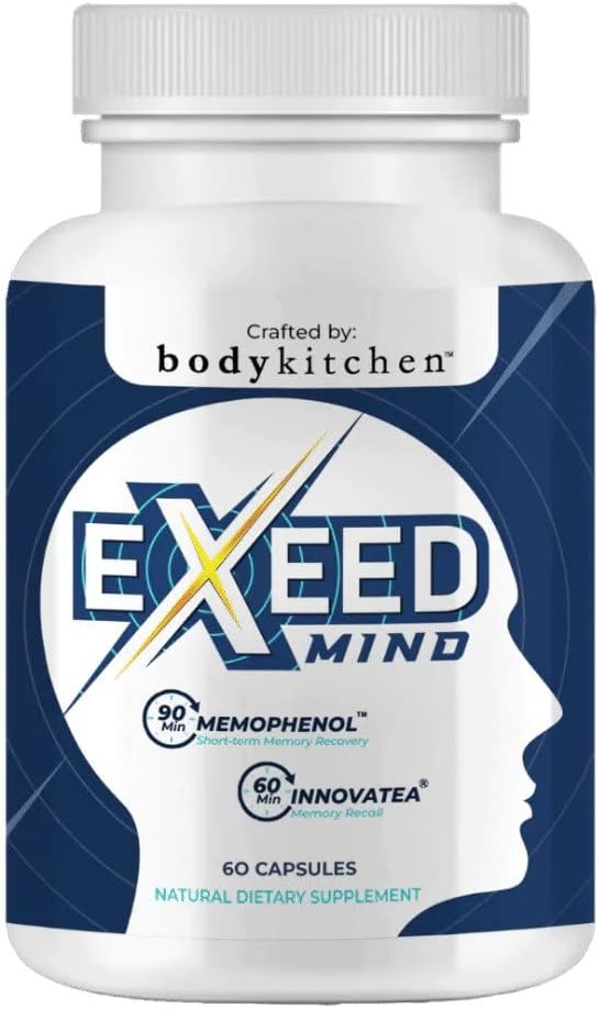 Cuisine du corps EXEED L'esprit conçu soutient la clarté mentale, la fonction cognitive, avec le mémophénol, Lutemax 20/20, InnovaTea, Veggie Caps, 60 comte
