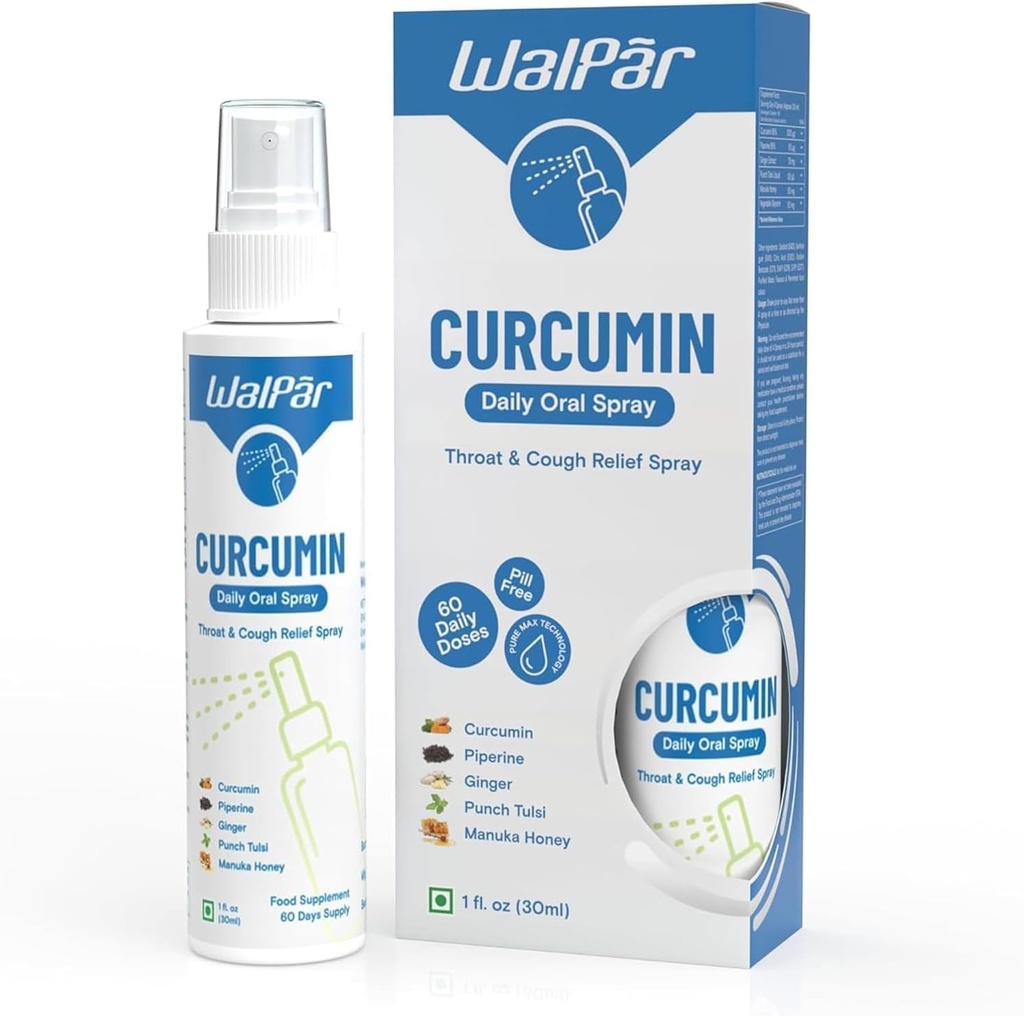 Curcumin Oral Spray - Eine natürliche Mischung mit Curcumin, Piperin, Ginger Extract, Punch Tulsi, und Manuka Honig | 30ml 1 fl. oz | 60 Tage Versorgung