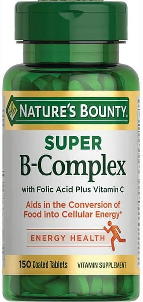 Bounty Super B-complex de la nature avec acide folique plus vitamine C, 300 comprimés (2 x 150 bouteilles de comptage)