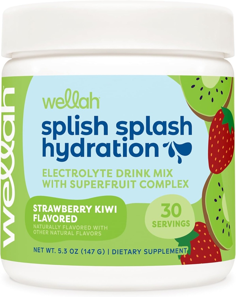 Wellah Splash Hydration Electrolyte Drink Mix (Strawberry Kiwi Aromaed, 30 Serve)
