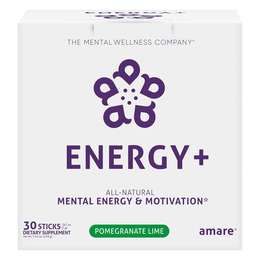 Energy+ Plant-based Mental Energy & Motivation Drink, Pomegrate Lime, 30 Stick