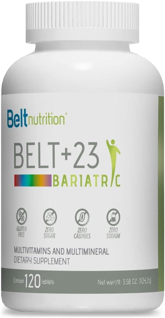 Cintura +23 Bariatric Multivitamin e Tavoli Multimineral (Gastric Bypass, Manica Gastrectomy) con Ferro - No Flavor - 1 Mese di Alimentazione
