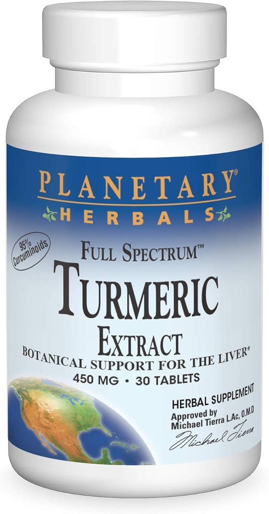 Planetary Kräuter Vollspektrum Turmeric Extract Tabletten, 450 mg, 30 Count