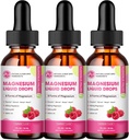 (3 Pack) M inch Magnesium Glycinat Flüssigkeitstropfen, Magnesium Liquid Supplement mit Cellulosefaser Raspberry Flavor