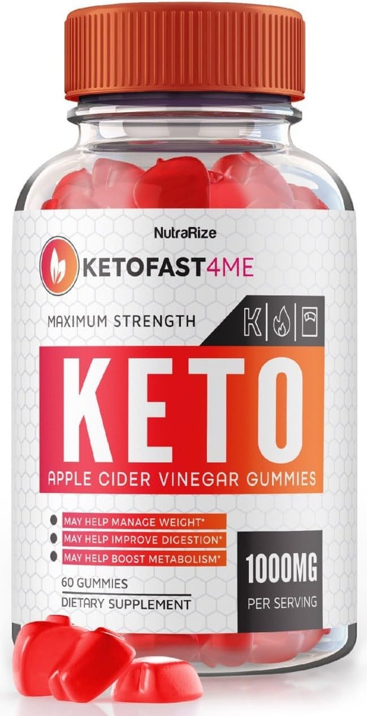 NutraRize KetoFast4ME Keto+ACV Gummies per la perdita di peso avanzata, supplemento di massima resistenza, Gomitas Gummy Recensioni (60 Gummies)