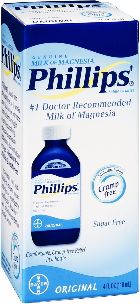 Philips' Milk of Magnesia Saline Laxative Original Sugar Free, 4 Unze