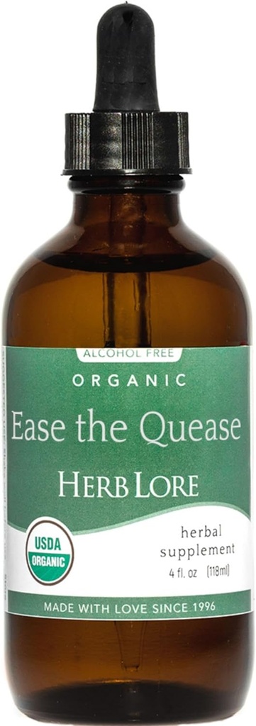 Herb Lore Ease The Quease Tincture - Organic Liquid Ginger, Peppermint & Fennel Tropfen auf Settle Upset Stomach, Safe für Kinder & Erwachsene - 4 fl oz