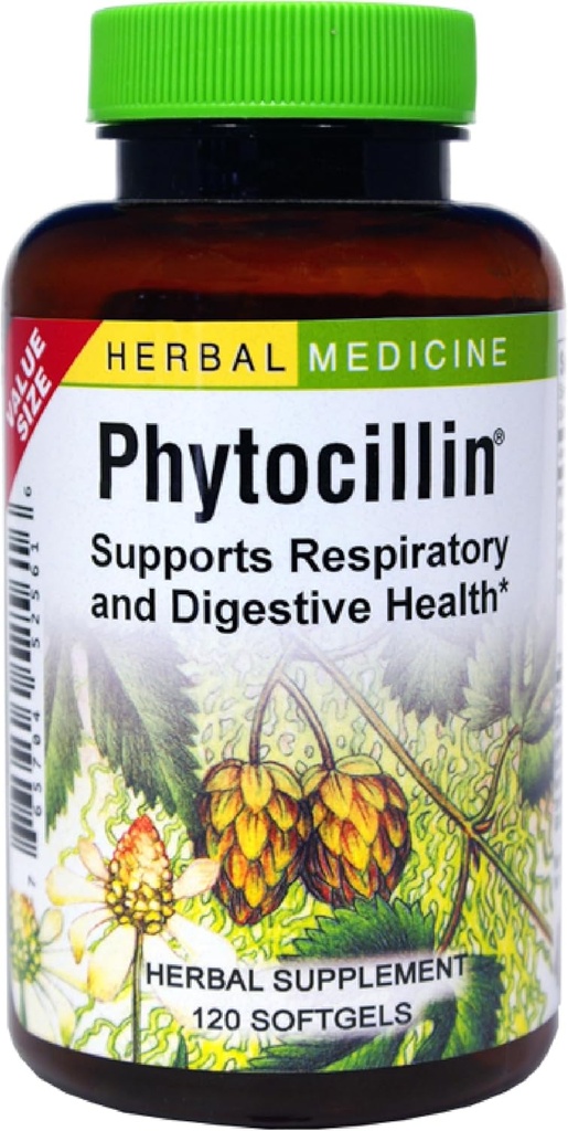 Herbs Etc. Phytocillin - Atem- und Verdauungshilfe-Ergänzung - Kräuterformel zur Unterstützung der Verdauung - Gesunde Atmung - 120 Softgels (120 Servietten)