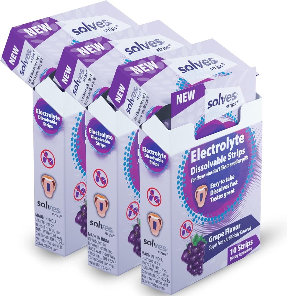 Elektrolyt-Ersatzstreifen - Sugar-Free, Grape Burst Flavor, Hohe Potenz für Instant Hydration, Perfekt für Gym & Outdoor-Aktivitäten, 10 Streifen in tragbaren Single-Serve-Packs