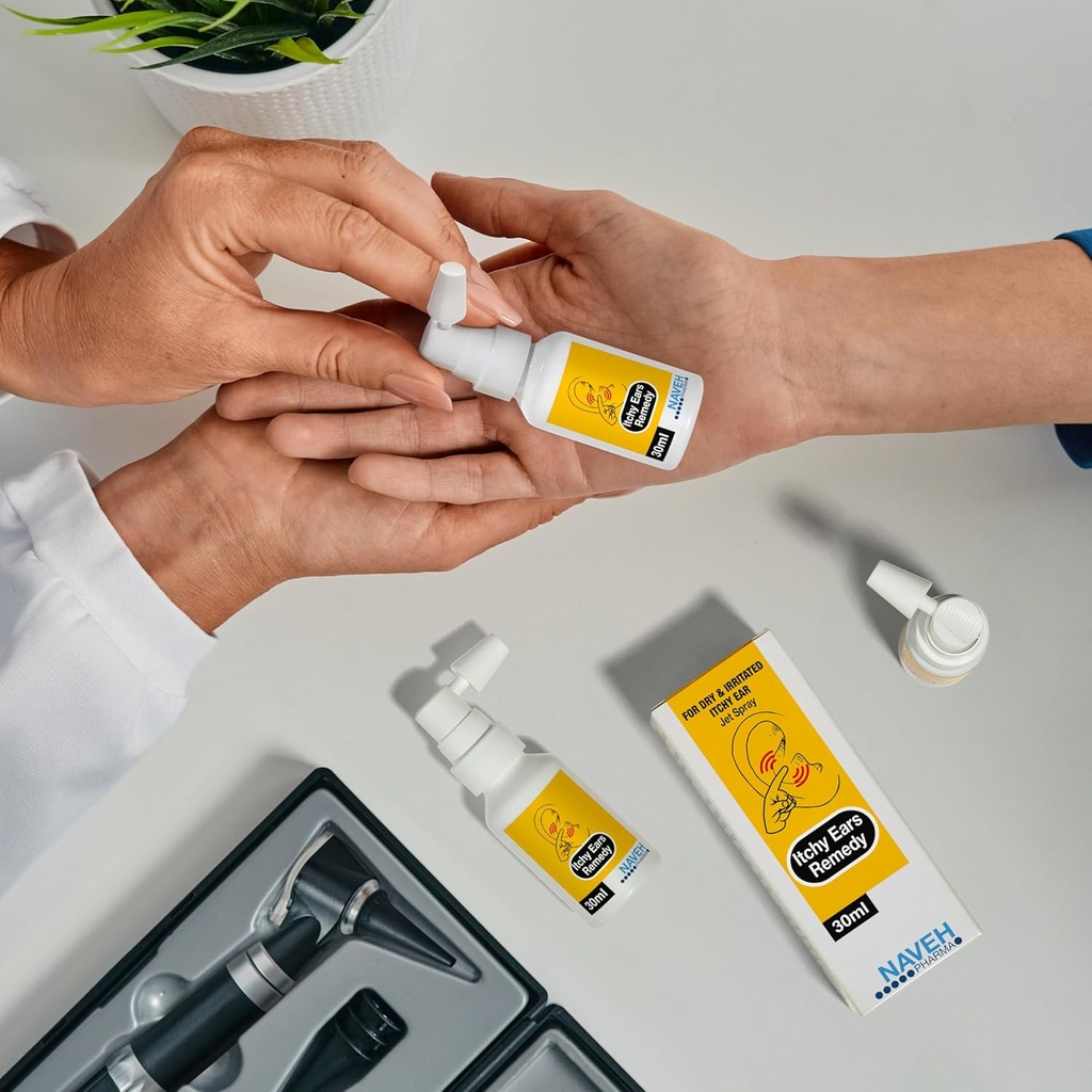 NAVEH PHARMA Itchy Ohren Remedy Ear Reinigung und Itch Relief | Behandelt alle Ursachen von Ear Itchiness | Jet Spray für Eczema Behandlung & Clogged Ear Relief (2Fl Oz + 0.5 Fl Oz)