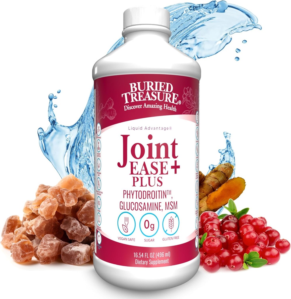 Entered Treasure Joint Ease Plus - 16 fl oz, Glucosamine Chondroitine avec MSM et Turmeric, supplément de soutien conjoint
