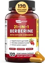 21-in-1 Berberine Ergänzung mit Ceylon Cinnamon - Organic Berberine HCL Phytosome, 5X Höhere Absorption für Stoffwechselunterstützung 120 Kapseln