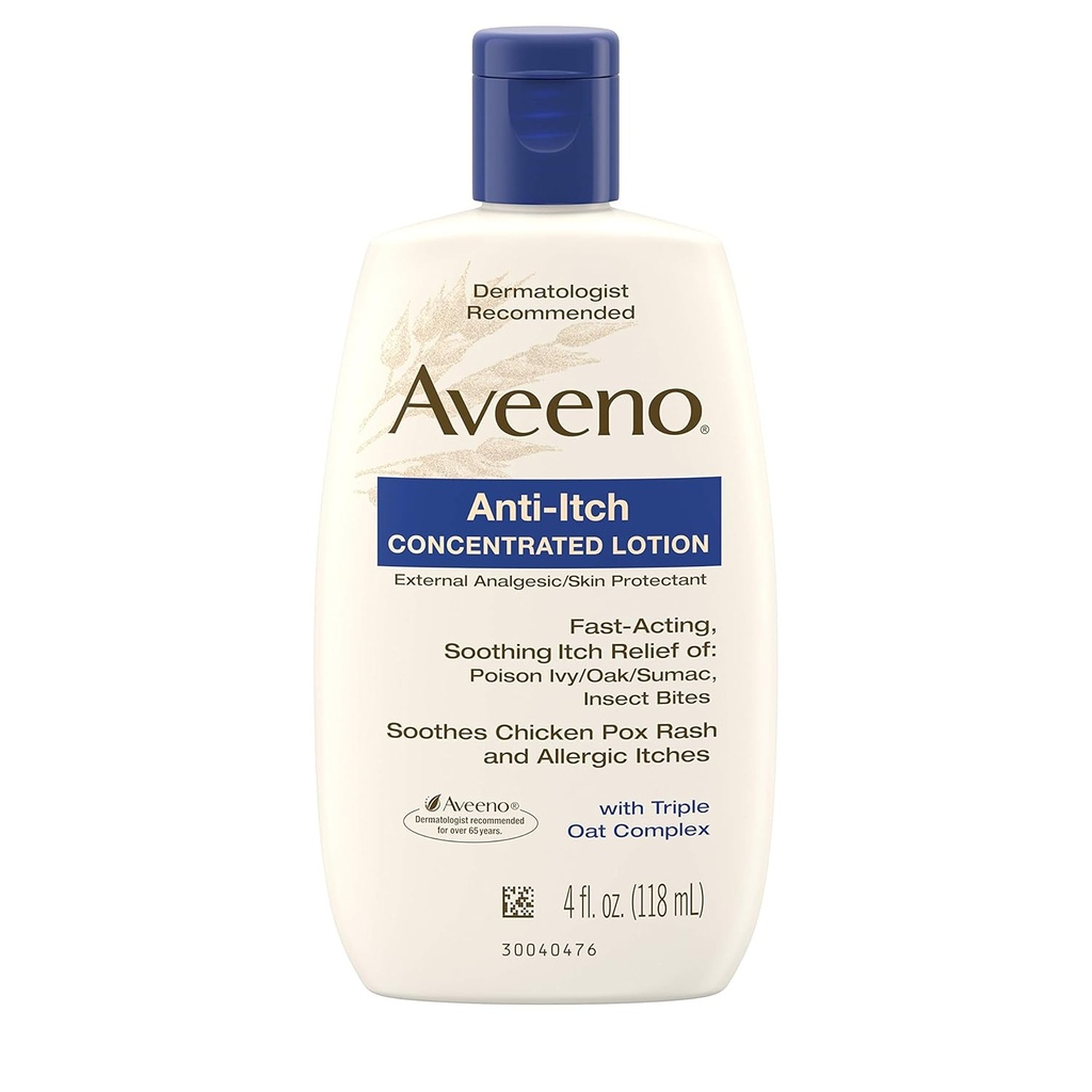 Aveeno Anti-Itch Konzentrierte Lotion mit Calamin und Triple Oat Complex, Hautschutzmittel für Fast-Acting Itch Relief von Gift Ivy, Insektenstiche, Chicken Pox und Allergic Itches, 4 fl. Unze