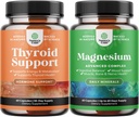 Bundle pflanzlicher Schilddrüsenunterstützung Complex und hoher Absorption Magnesium Complex - Mood Enhancer Energy Supplement für Schilddrüsengesundheit - mit Magnesiumoxid für Schlafstau Verdauung und Moodunterstützung