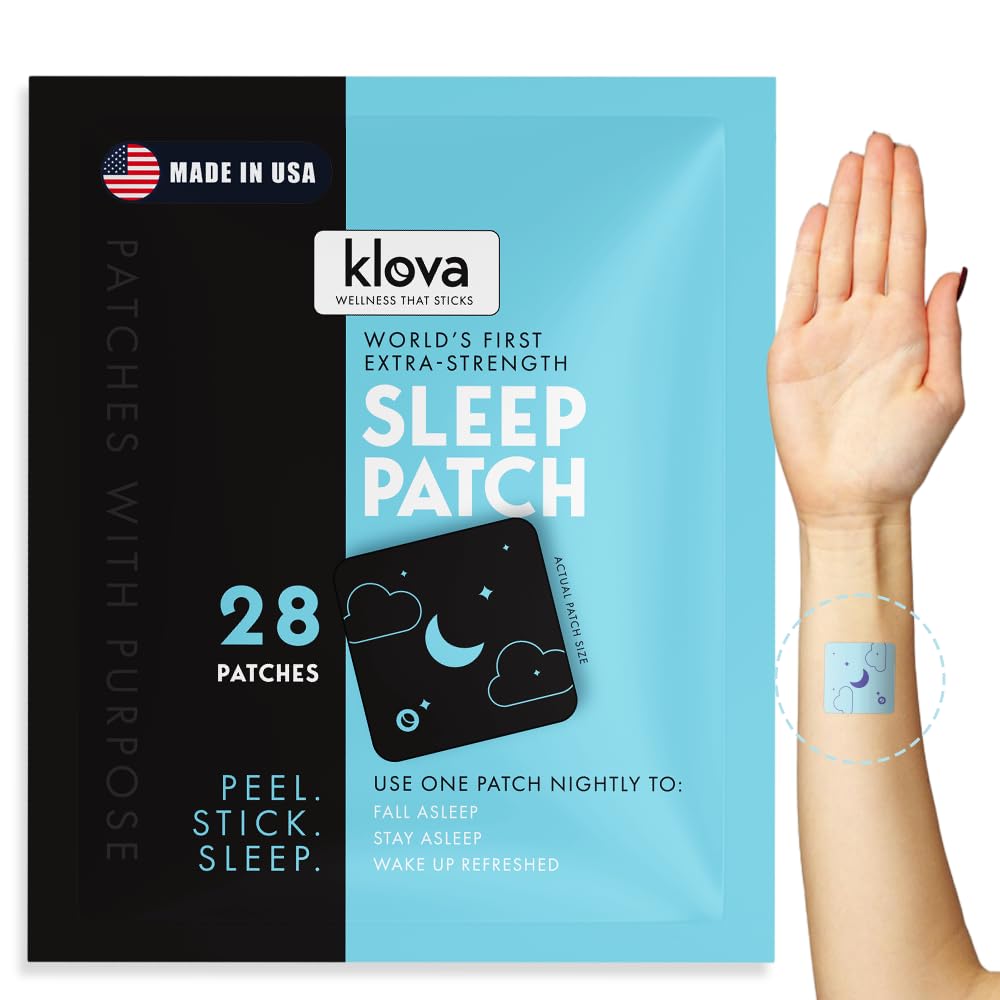 Klova Extra Strength Sleep Patchs for Adults (en anglais seulement) Aide naturelle au sommeil avec 6 mg de mélatonine, de valériane et de L-Theanine (en anglais seulement) Aide au sommeil pour hommes et femmes (en anglais seulement) 28 Patchs